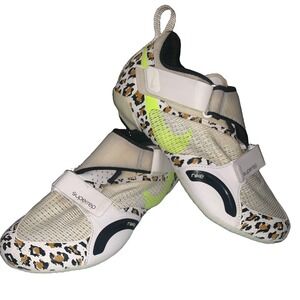 Nike Air SuperRep Cycle Shoes Women 9 White Leopard Print Neon Yellow CJ0775-177